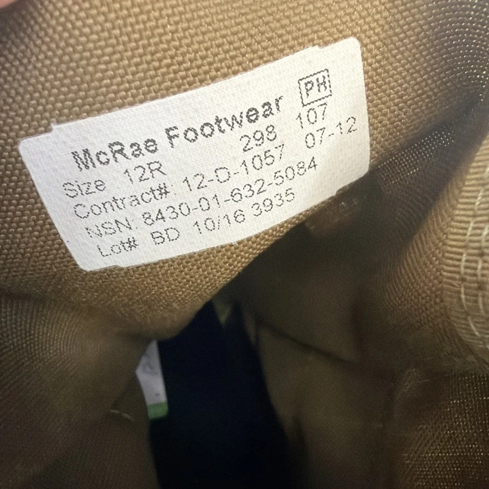 McRae‎ Hot Weather Combat Boots Coyote Tan Military Tactical 12R USA Made